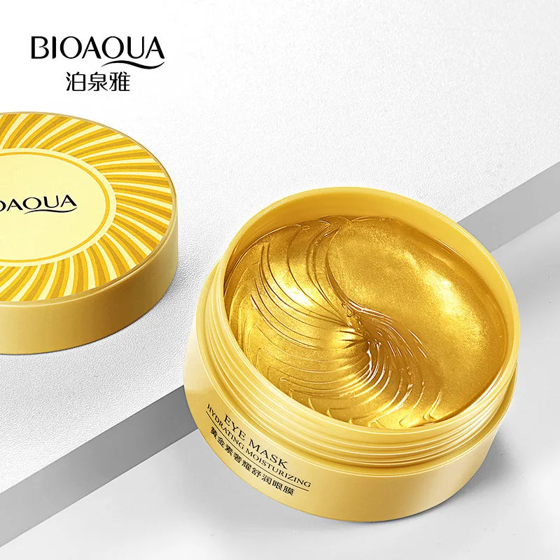 Máscara para os olhos com colágeno dourado Bioaqua, antirrugas, hidratante, removedor de olheiras, 60 peças