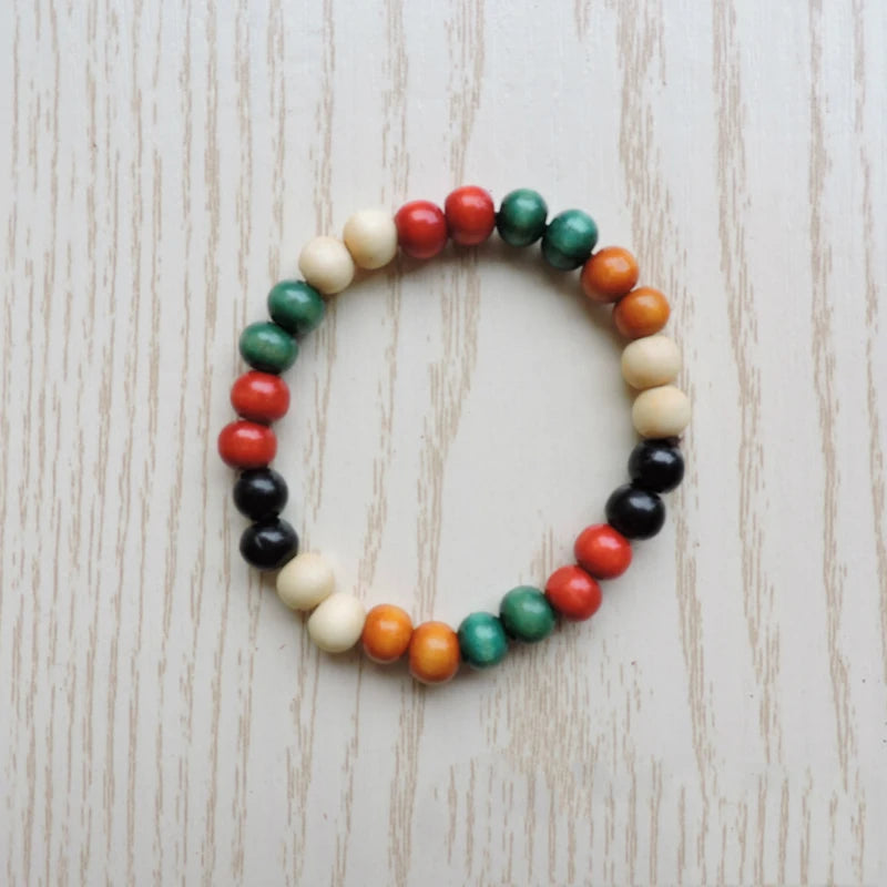 Pulseira Unisex Natural Budista, Contas de Madeira