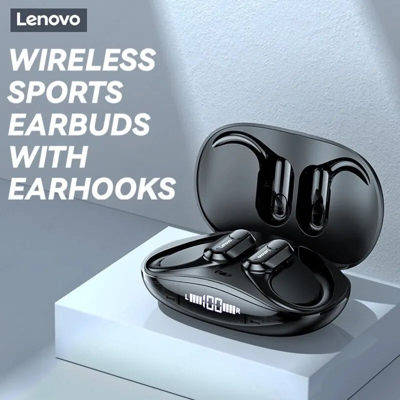 Fones de Ouvido Esportivos Sem Fio Lenovo XT80 Com Microfones, Controle de Botão, Display LED de Energia, Som Estéreo de Alta Fidelidade