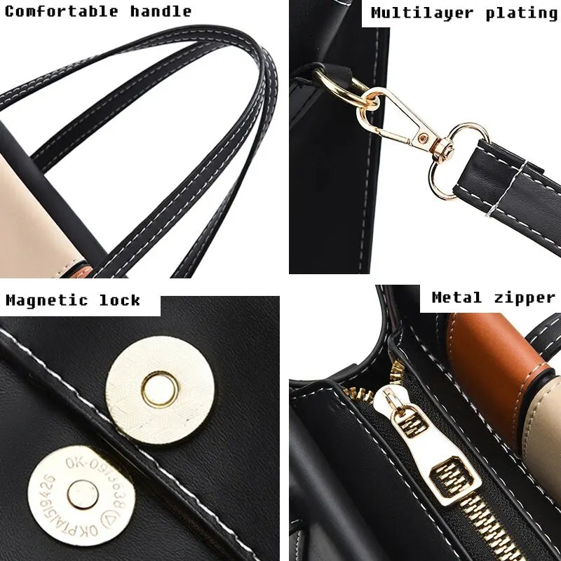 Bolsa de Retalhos Para Mulheres, Alça Ajustável e Superior, Moda Crossbody