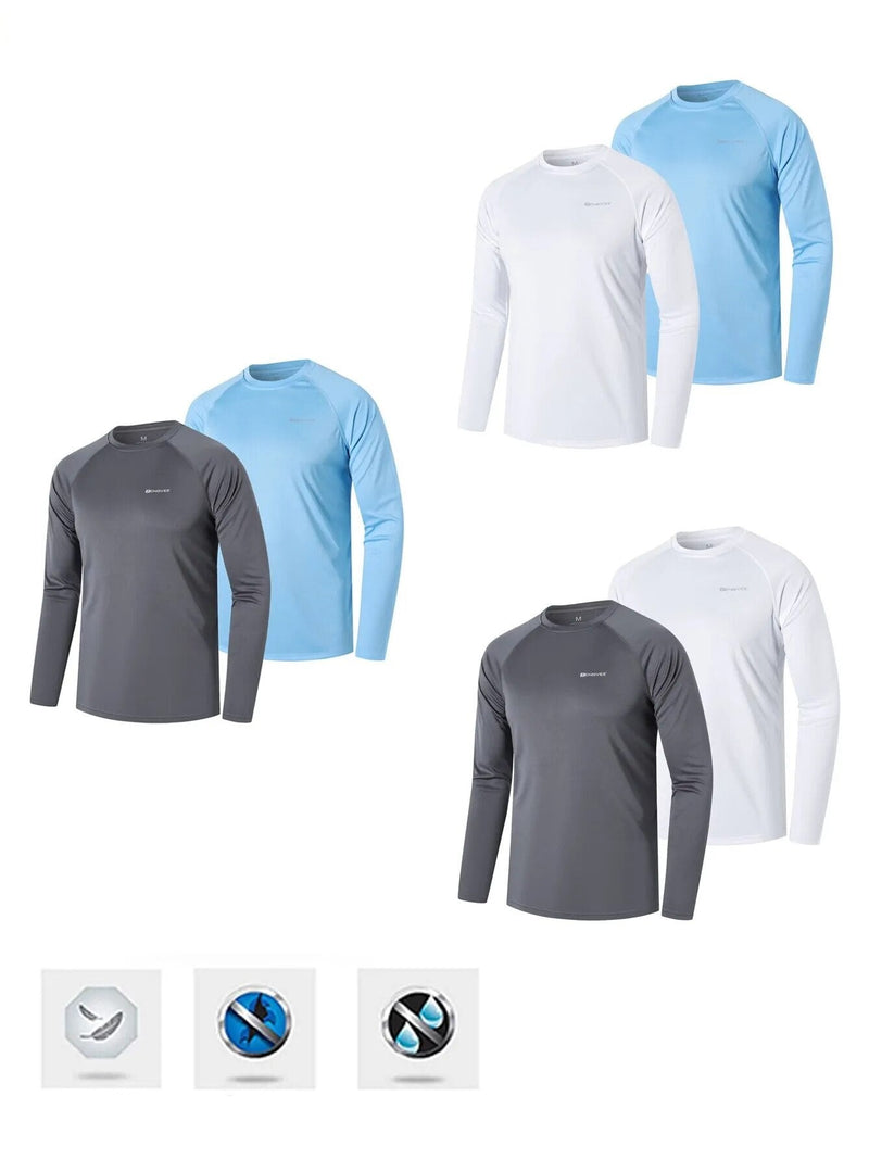 Kit com 2 Camisetas de Manga Comprida Masculina, Proteção UV UPF 50, Esporte, Mergulho, Natação, Surf, Secagem Rápida.