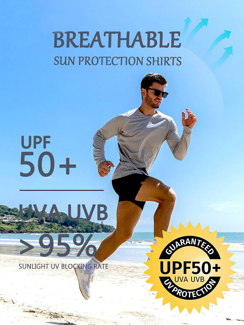 Kit com 2 Camisetas de Manga Comprida Masculina, Proteção UV UPF 50, Esporte, Mergulho, Natação, Surf, Secagem Rápida.