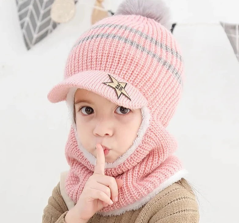 Chapéu de Inverno Para bebês, Meninas e Meninos, Com Forro de Lã.