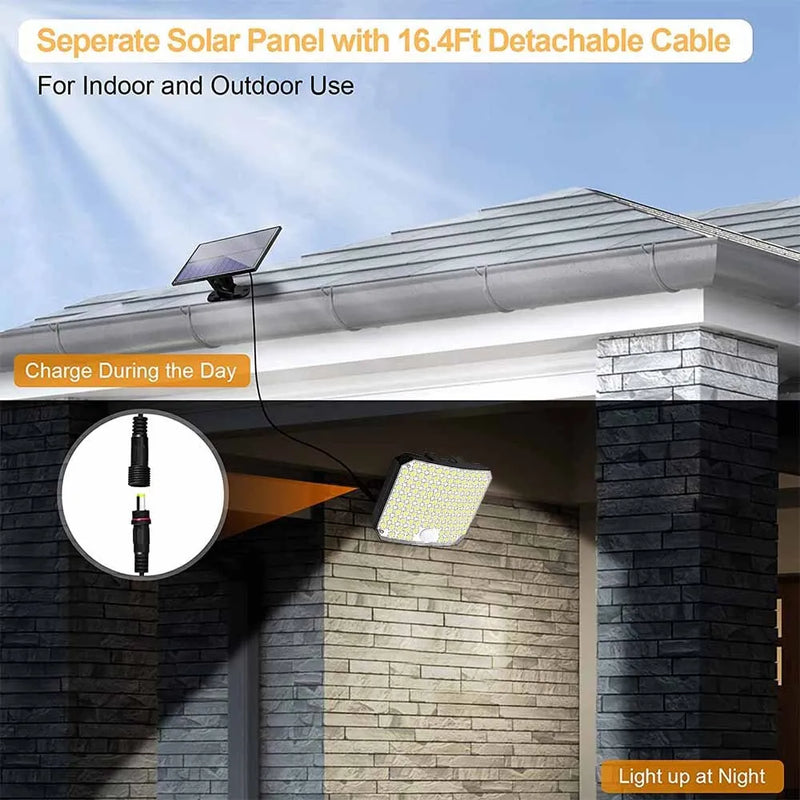 Luz Solar Externa 118LED Com sensor de Movimento, Controle Remoto e à prova d'água