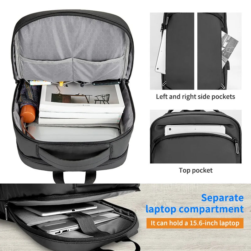 Mochila Unissex Para Laptop, Escolar, USB Para Viagens